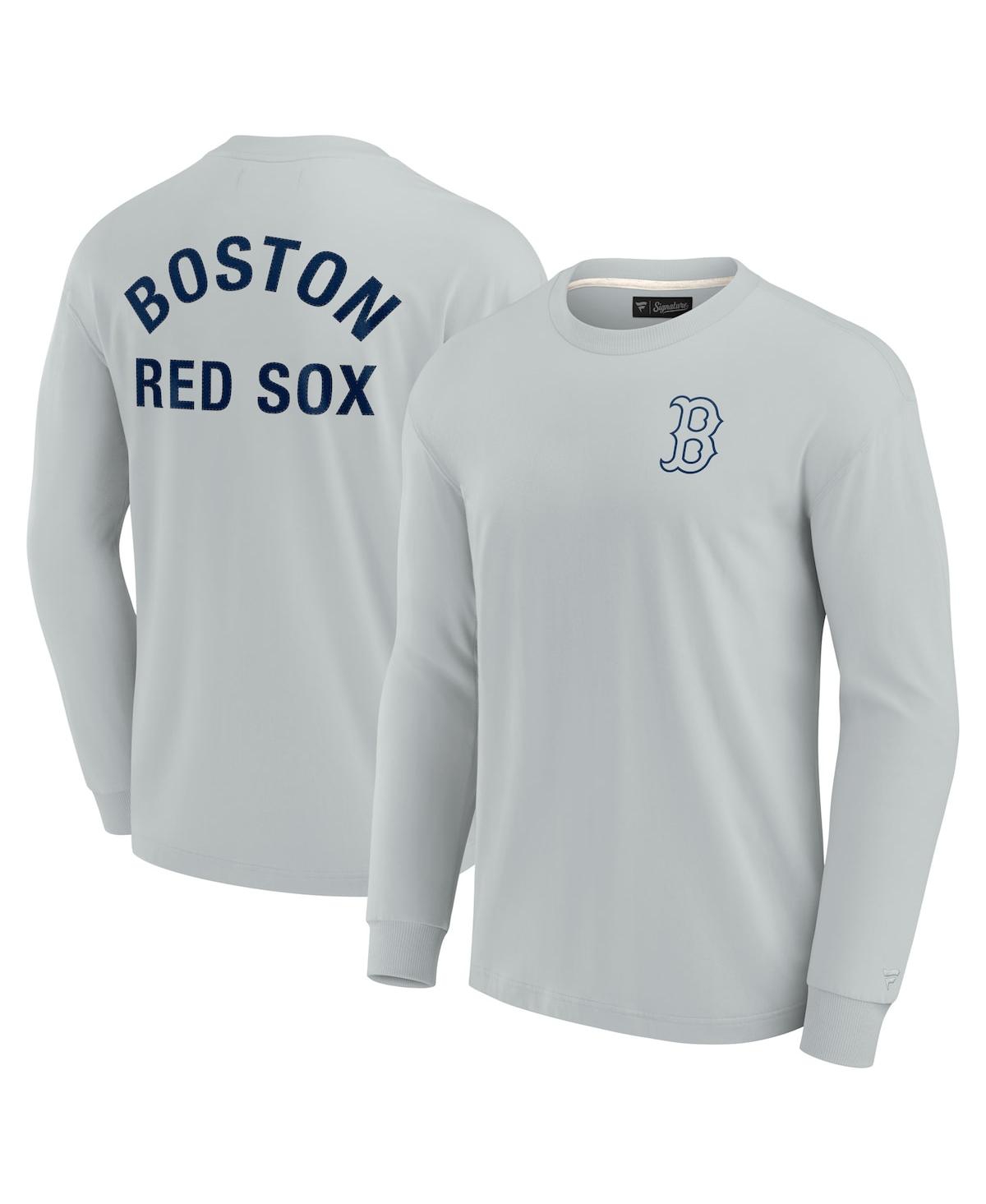 Shop Fanatics Signature Men's And Women's  Gray Boston Red Sox Super Soft Long Sleeve T-shirt