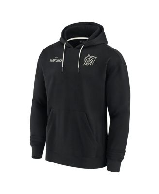 Men's and Women's Black Miami Marlins Super Soft Fleece Pullover Hoodie