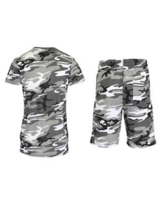 Men's Camo Short Sleeve T-shirt and Shorts, 2-Piece Set