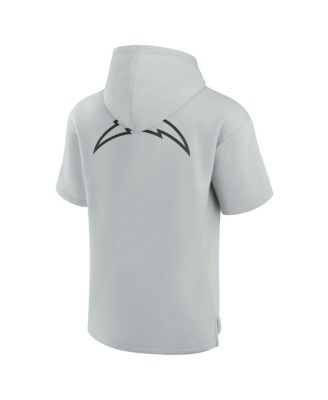 Men's and Women's Gray Los Angeles Chargers Super Soft Fleece Short Sleeve Hoodie