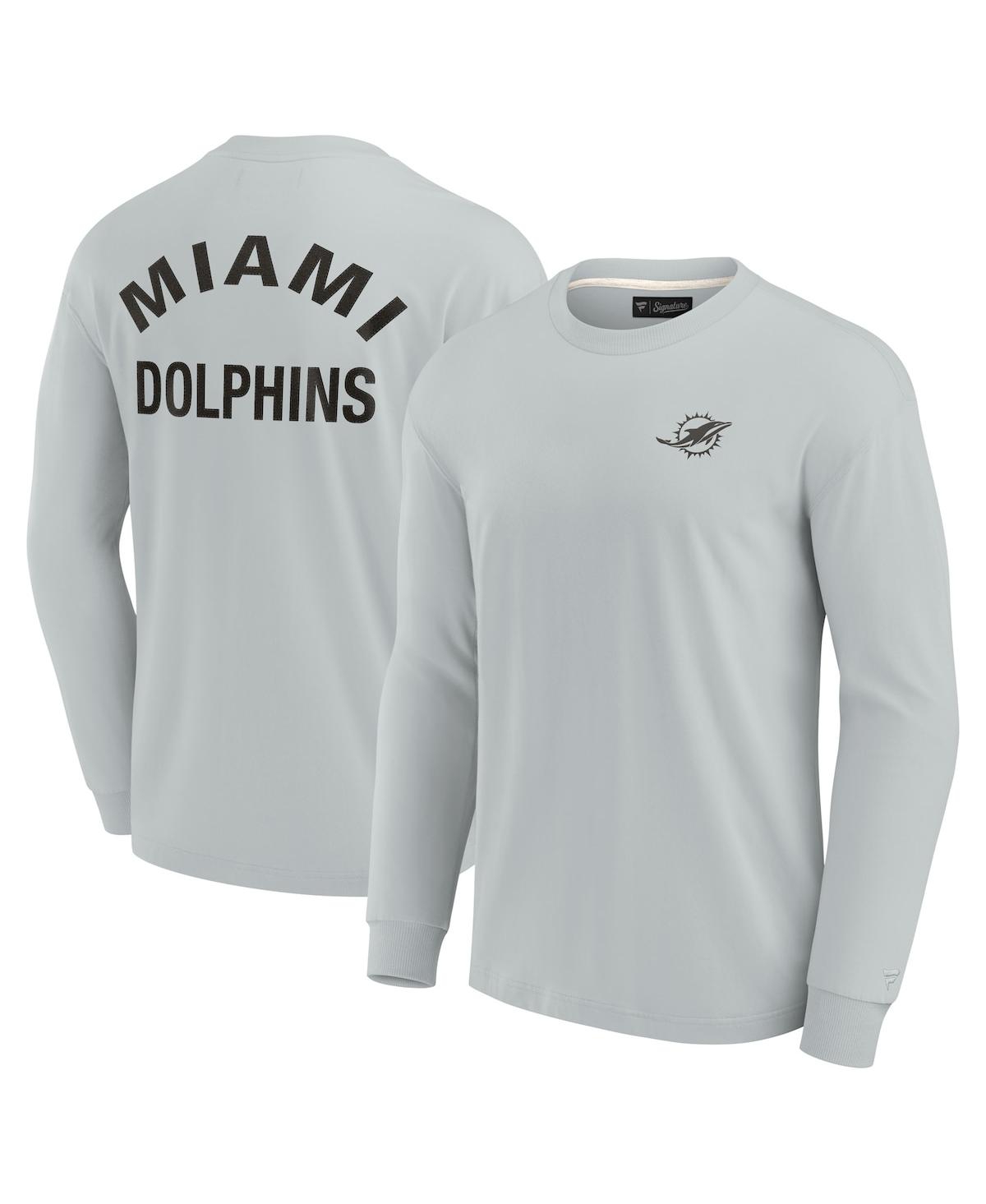 Fanatics Signature Men's And Women's  Gray Miami Dolphins Super Soft Long Sleeve T-shirt