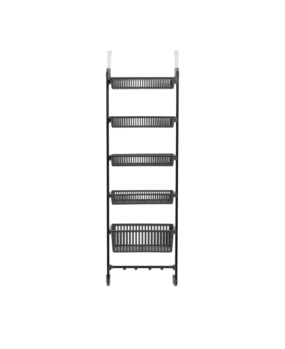 Household Essentials Over The Door 5 Basket Rack With Hooks With Frame In Gray