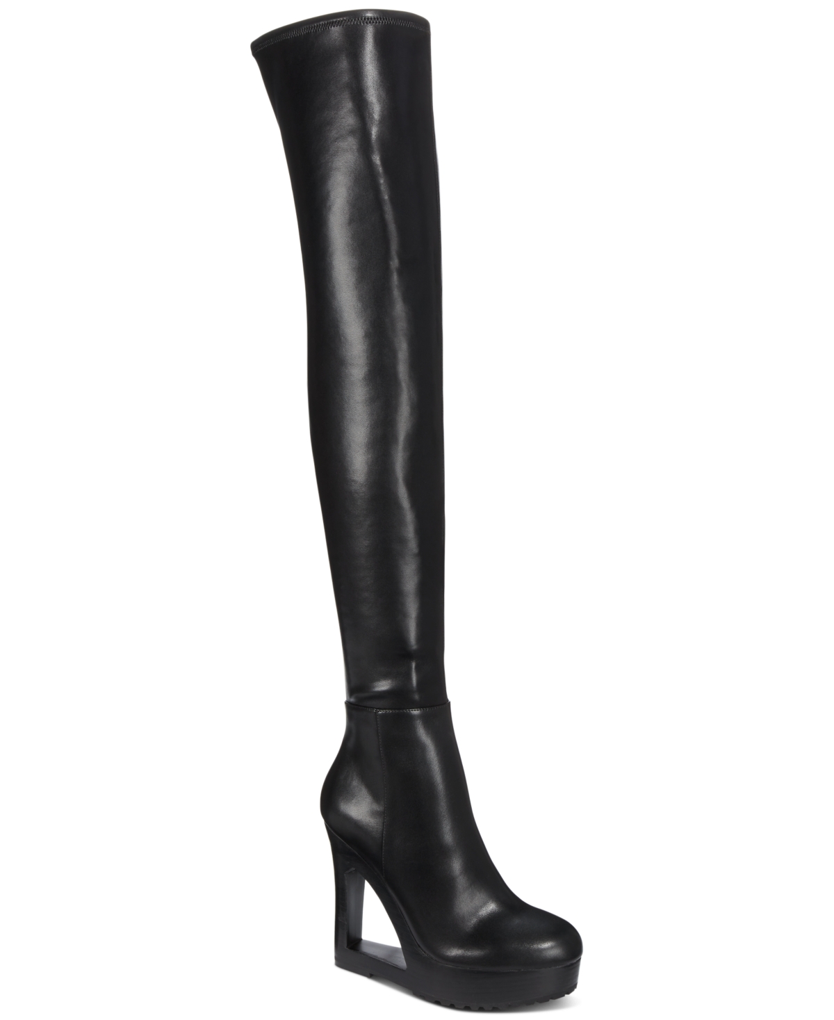 Aaj By Aminah Ava Over-the-knee Wedge Boots In Black