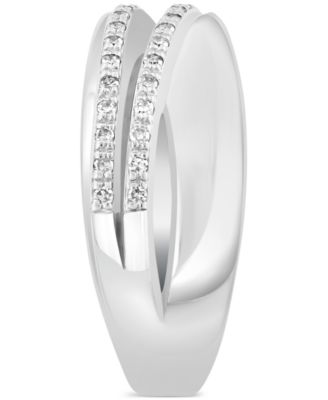 EFFY&reg; Diamond Crossover Statement Ring (1/5  ct. t.w.) in Sterling Silver