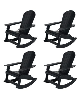 4-Piece Outdoor Patio All-weather Adirondack Rocking Chair Set - Macy's