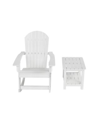 2-Piece Outdoor Patio Adirondack Rocking Chair with Side Table Set