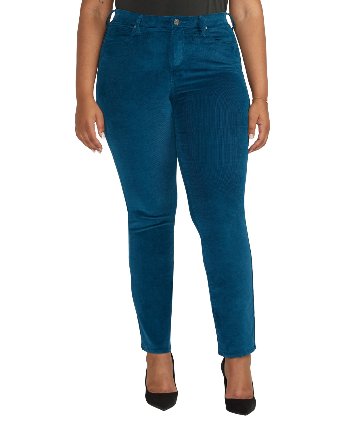 Jag Plus Size Ruby Mid Rise Straight Leg Pants In Moroccan Blue