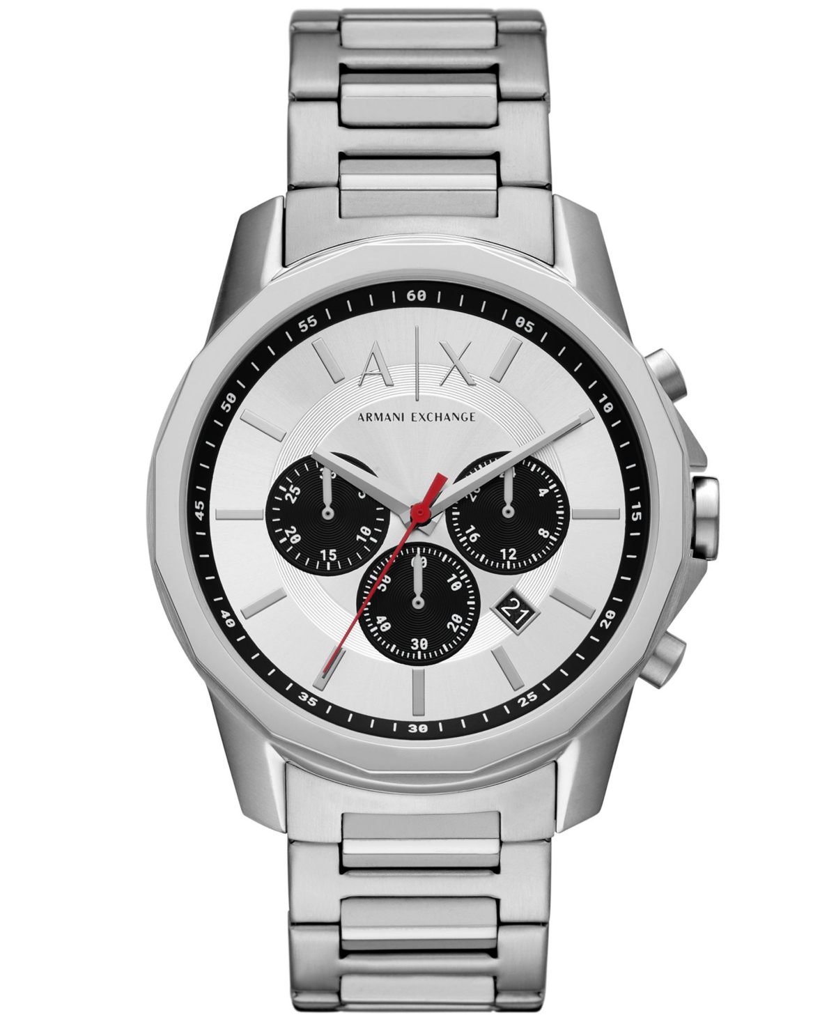 A X Armani Exchange Men's Quartz Chronograph Silver-tone Stainless Steel Watch 44mm
