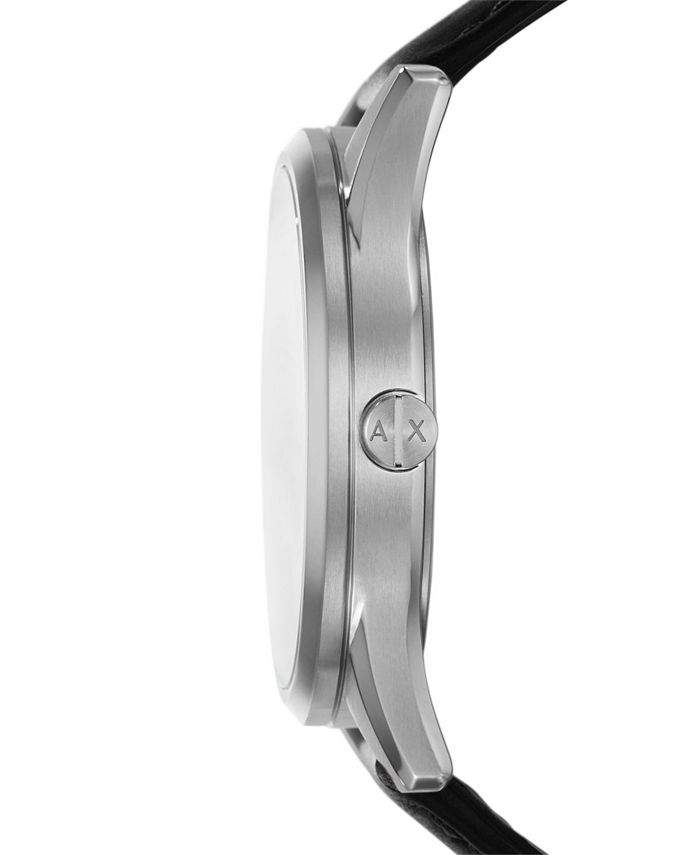 A|X Armani Exchange Men's Quartz Multifunction Black Leather Watch 42mm ...