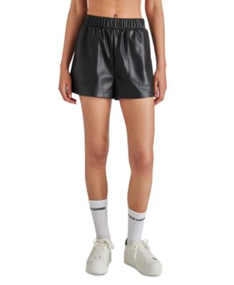 Steve Madden - Women's Record High-Rise Faux-Leather Shorts