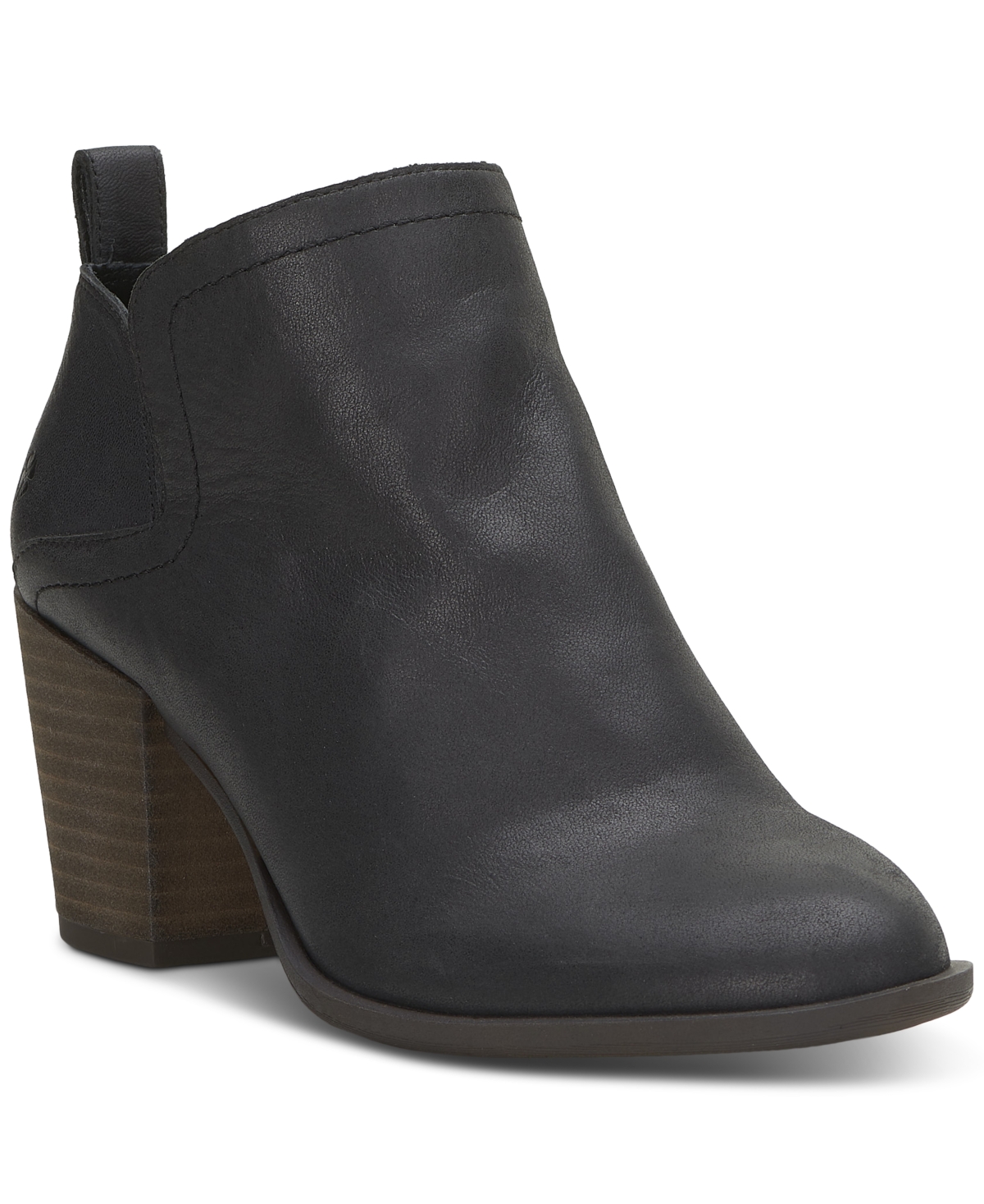 Shop Lucky Brand Women's Branndi Block-heel Slip-on Booties In Black Leather