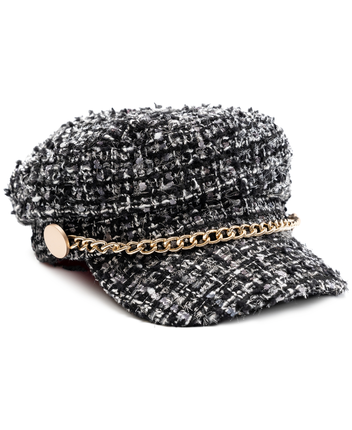 Inc International Concepts Women's Chain Boucle Conductor Cap, Created For Macy's In Black
