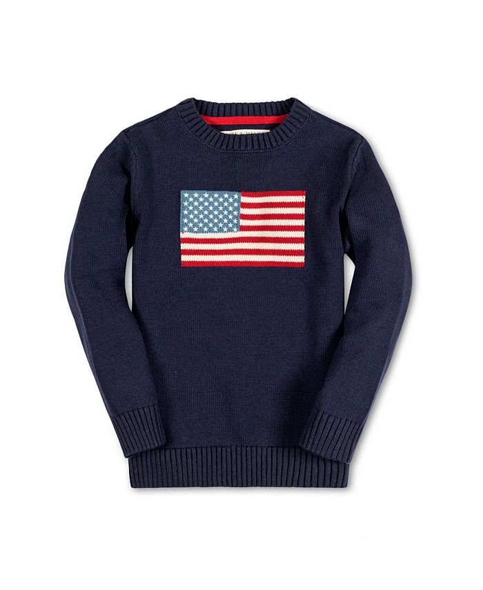 Hope Henry Boyss Organic Long Sleeve Flag Intarsia Crew Neck