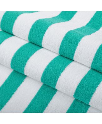 Cali Cabana Striped Soft Cotton 4 Pack Beach Towels, 30x60 in