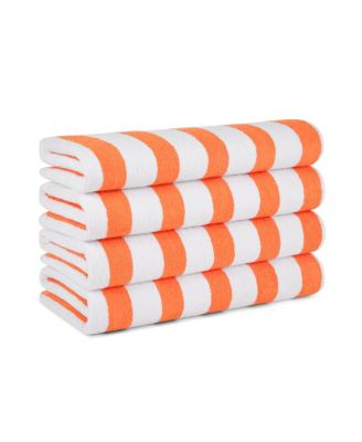 Cali Cabana Striped Soft Cotton 4 Pack Beach Towels, 30x60 in