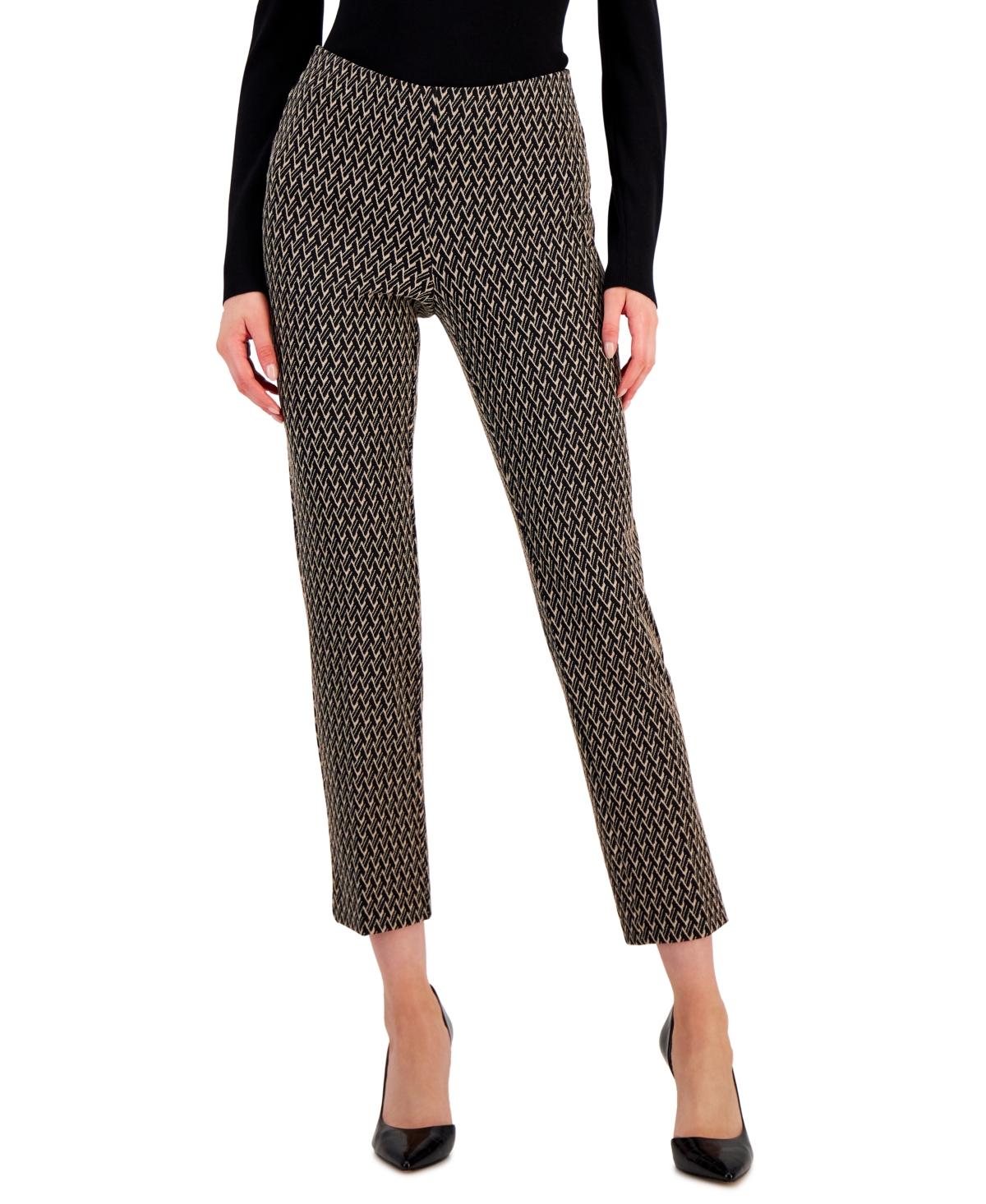 Anne Klein Women's Printed Hollywood Waist Pull-On Ankle Pants