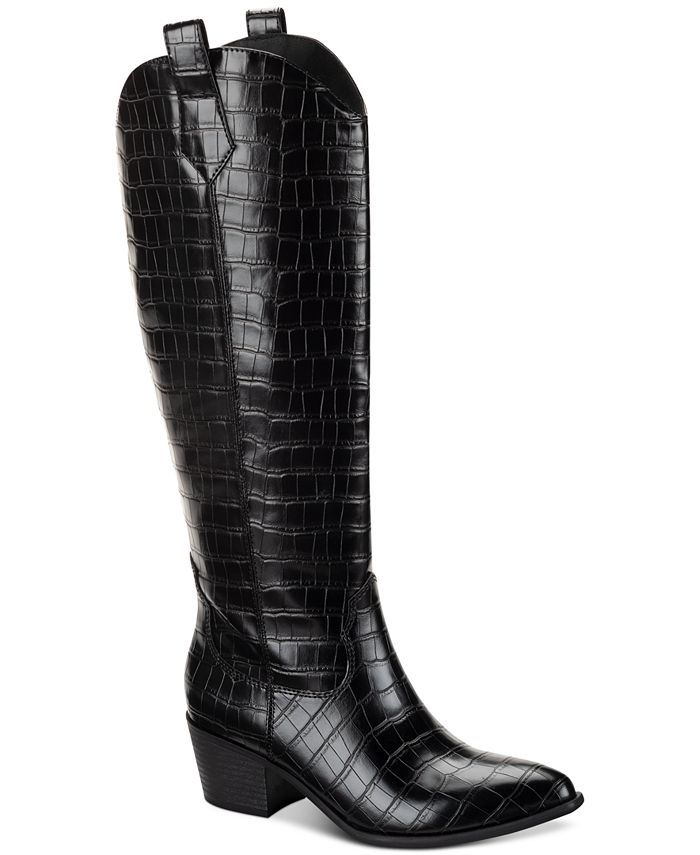 Black croc western cheap boots