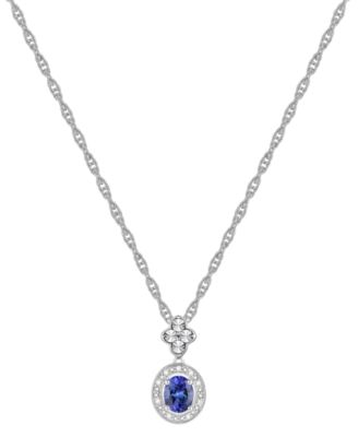 2-Pc. Set Sapphire (1 ct. t.w.) & Diamond (1/20 ct. t.w.) Halo Pendant Necklace & Matching Drop Earrings in Sterling Silver (Also in Ruby, Emerald, & Tanzanite)