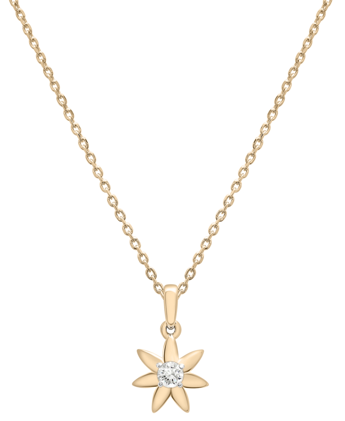 Diamond Flower 18" Pendant Necklace (1/10 ct. t.w.) in Gold Vermeil, Created for Macy's - Gold Vermeil