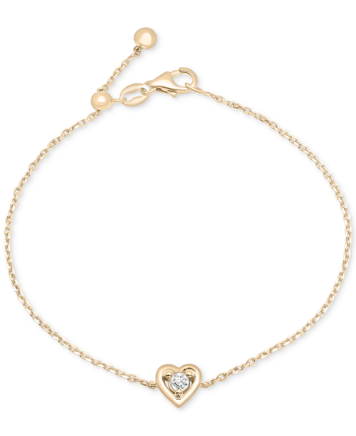 Diamond Heart Link Bracelet (1/10 ct. t.w.) in Gold Vermeil, Created for Macy's - Gold Vermeil