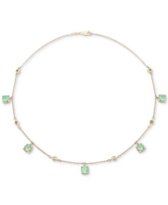 Lab-Grown Emerald Dangle Station Ankle Bracelet (1-1/5 ct. t.w.) in 14k Gold-Plated Sterling Silver