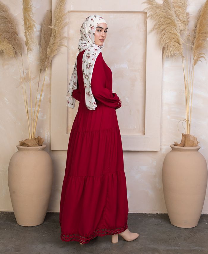 Urban Modesty Women's Lace-Trim Tiered Maxi Dress - Macy's