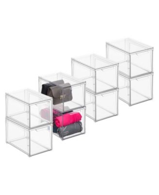 Stackable Closet Storage Bin Box with Pull-Out Drawer, Large - 8 Pack