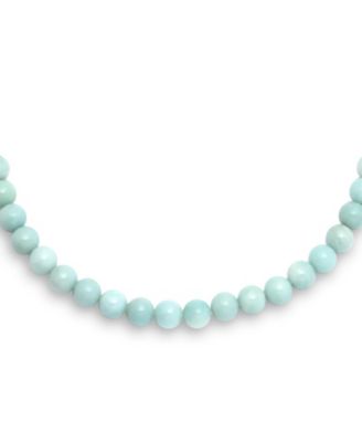 Natural Amazonite Light Aqua Blue Round Gem Stone 10MM Bead Strand Necklace Silver Plated Clasp