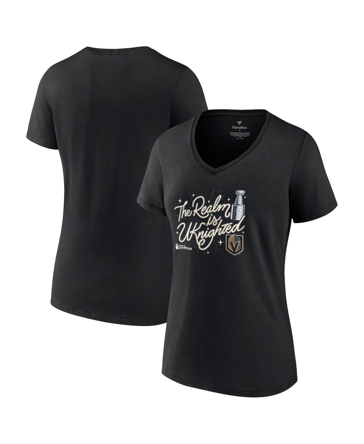 Women's FanaticsVegas Golden Knights 2023 Stanley Cup Champions Celebration V-Neck T-shirt - Black
