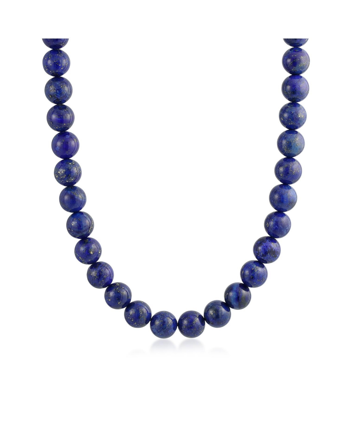 Bling Jewelry Plain Simple Classic Dark Blue Natural Lapis Lazuli Round 10MM Bead Strand Necklace For Women Silver Plated Clasp