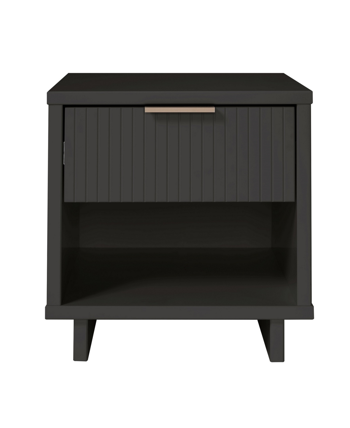 Manhattan Comfort Granville 18.11" Pine Wood 1-drawer Nightstand In Dark Gray