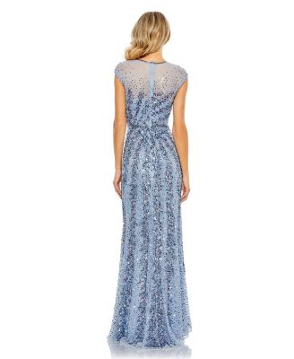 【Mac Duggal】Embellished Illusion Evening Gown 関税送料込 Mac Duggal Women's Embellished Illusion High Neck Cap Sleeve