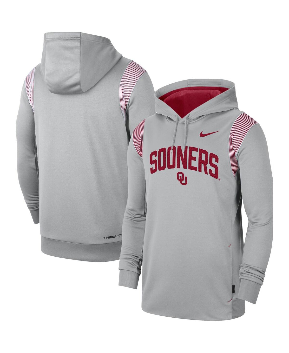 Shop Nike Men's  Gray Oklahoma Sooners 2022 Game Day Sideline Performance Pullover Hoodie