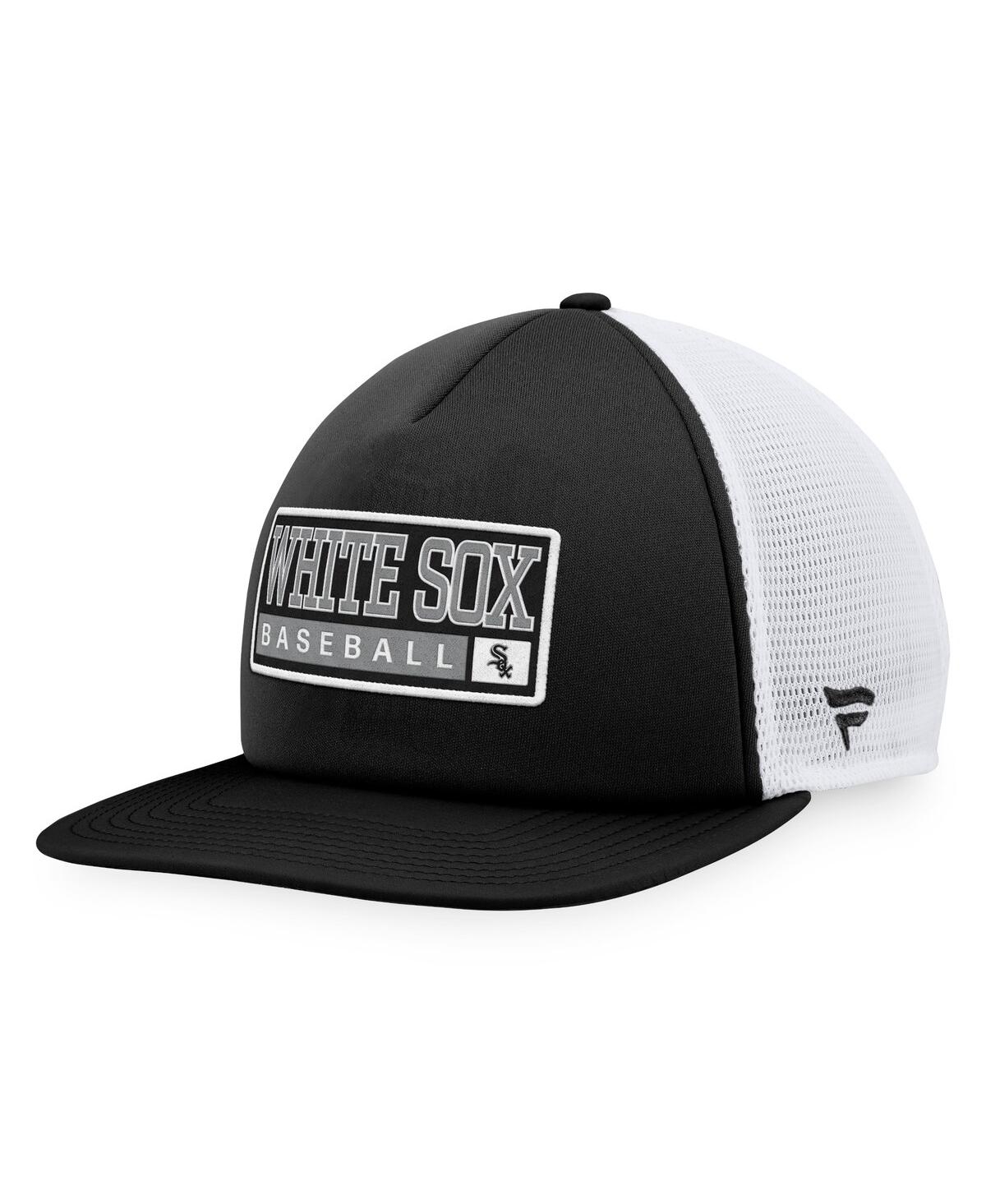 Shop Majestic Men's  Black, White Chicago White Sox Foam Trucker Snapback Hat In Black,white