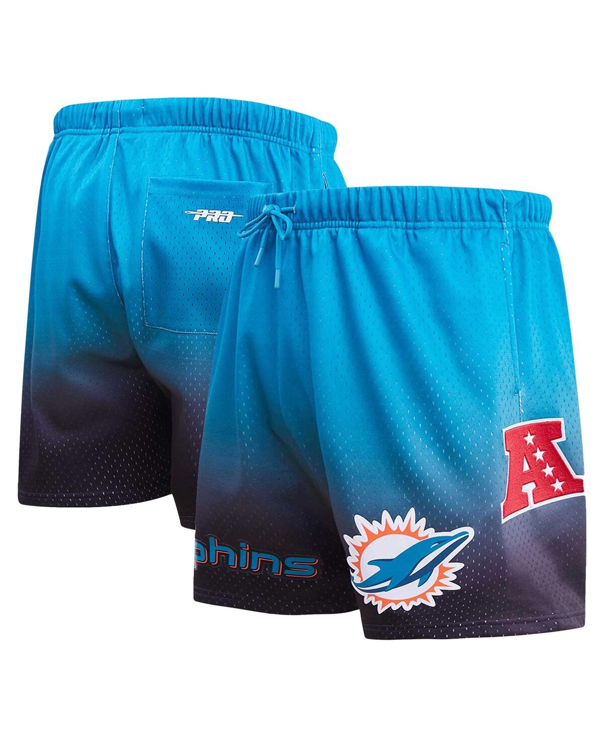 Pro Standard Men's  Black, Aqua Miami Dolphins Ombre Mesh Shorts In Black,aqua