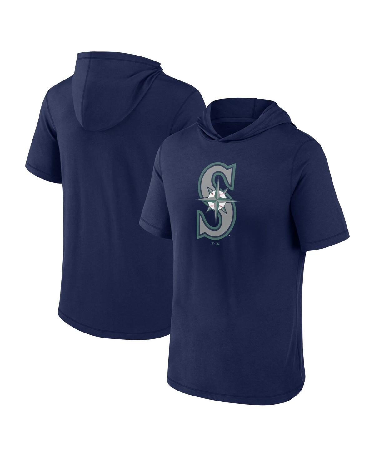 Men's Fanatics Branded Navy Seattle Mariners Short Sleeve Hoodie T-Shirt