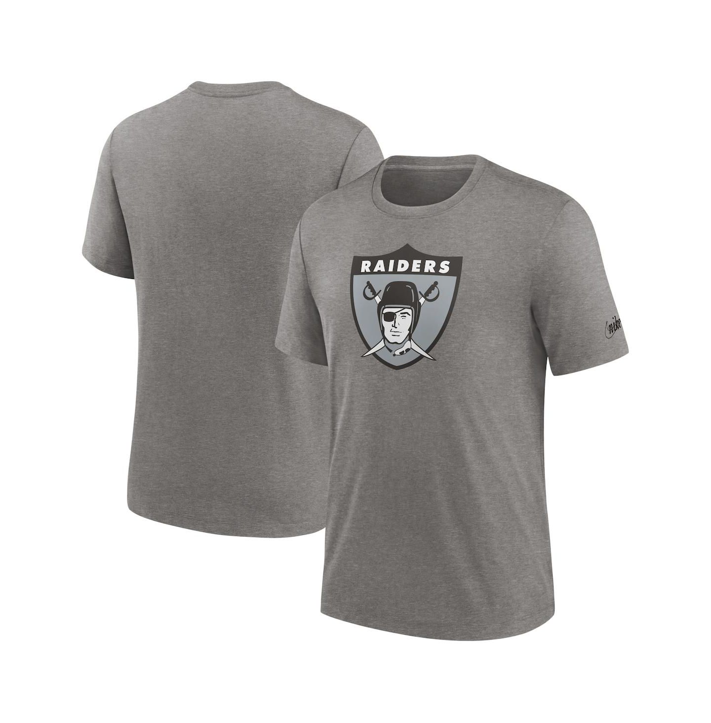 Мужская футболка Nike Heather Charcoal Las Vegas Raiders Rewind Logo Tri-Blend — фото 1