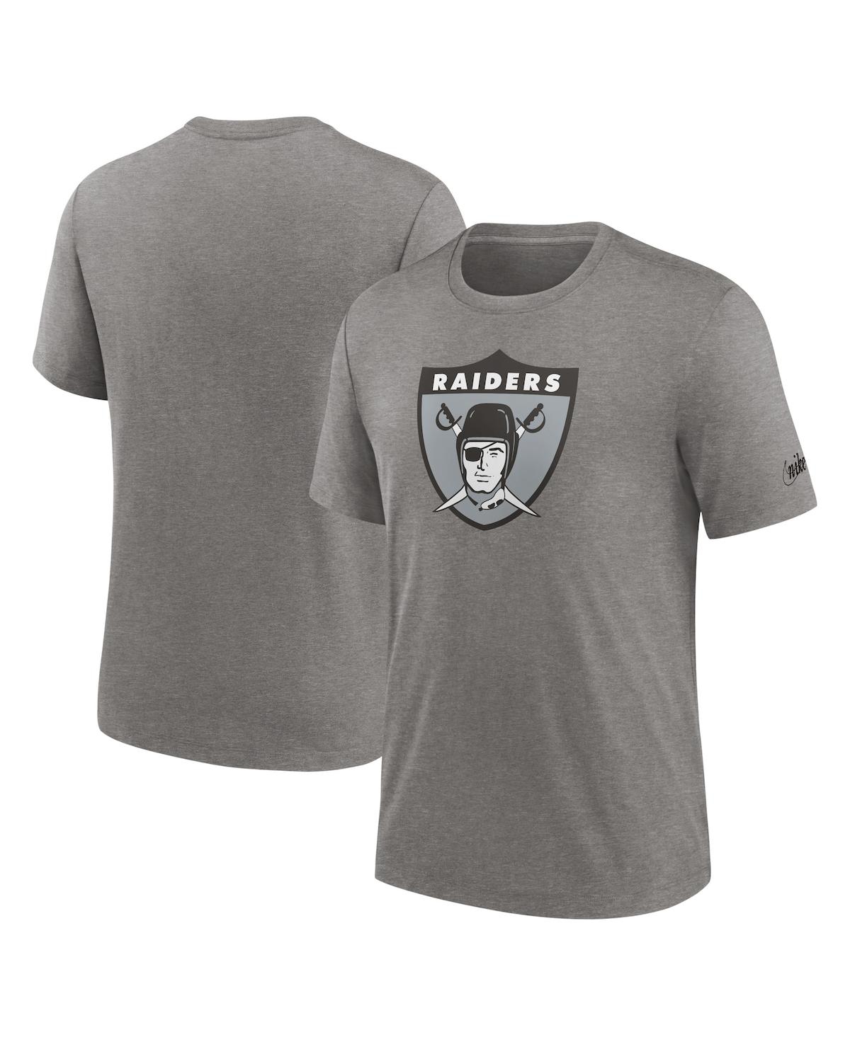 Shop Nike Men's  Heather Charcoal Las Vegas Raiders Rewind Logo Tri-blend T-shirt