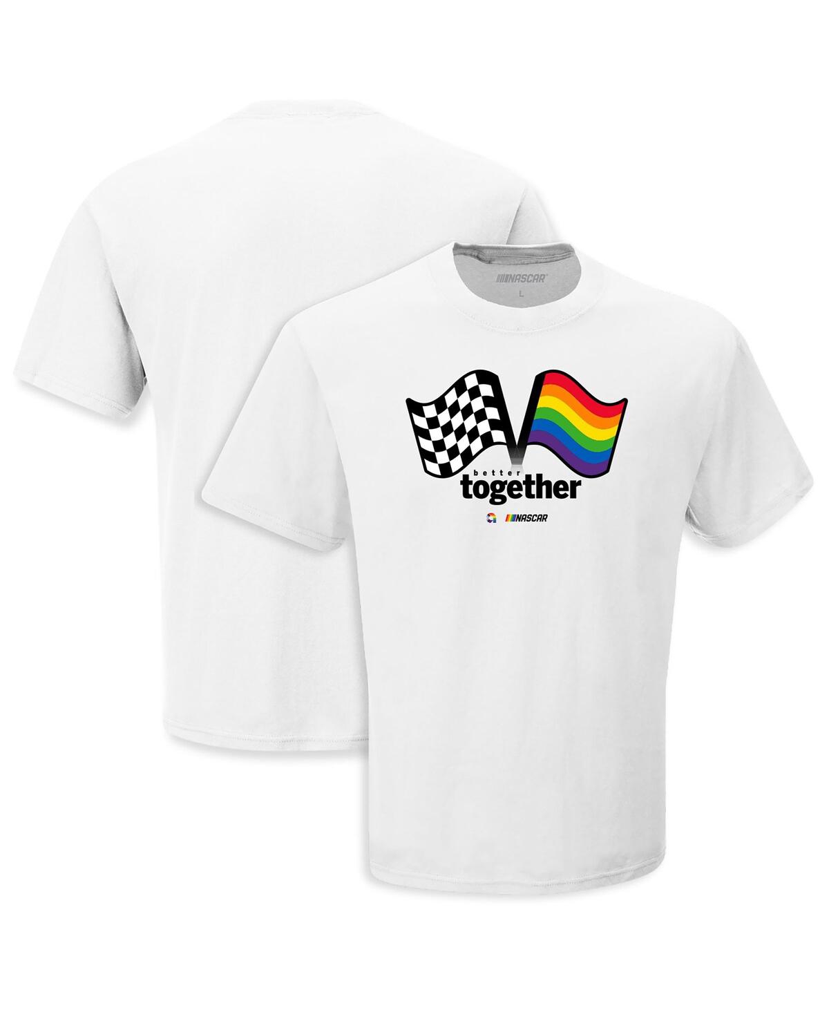 Shop Checkered Flag Sports Men's And Women's  White Nascar Better Together T-shirt