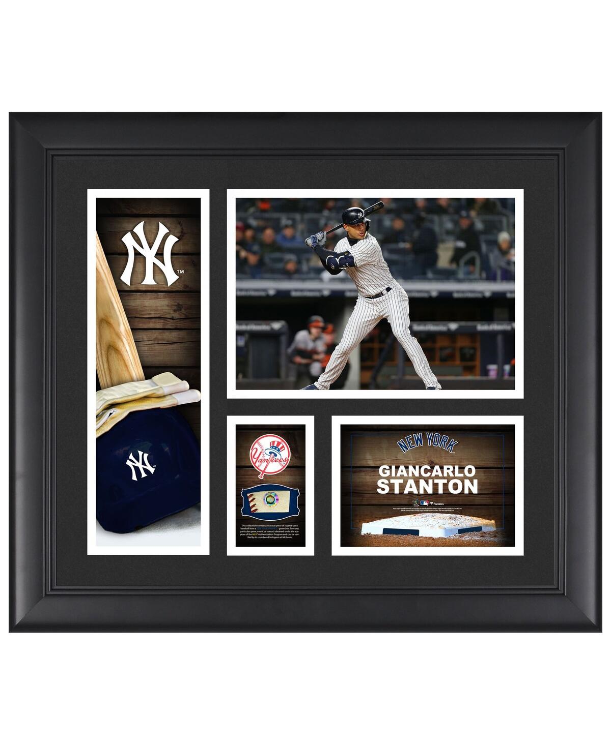 Fanatics Authentic Giancarlo Stanton New York Yankees Framed 15'' X 17'' Player Collage With A Piece Of Game-used Baseb In Multi