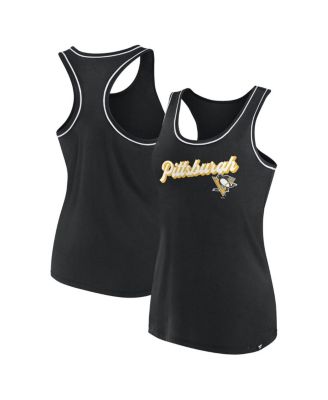 Women's Black Pittsburgh Penguins Wordmark Logo Racerback Scoop Neck Tank Top