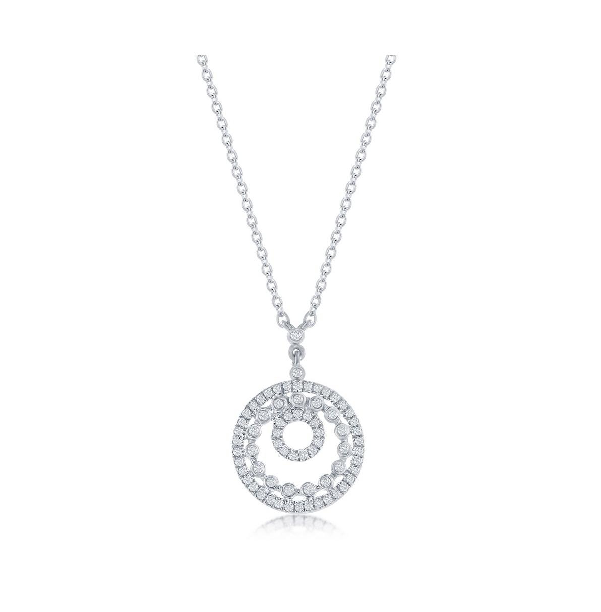 Simona Open Circles Diamond Necklace (0.1 Ct. T.w.) - 40 Stones In Sterling Silver In Silver