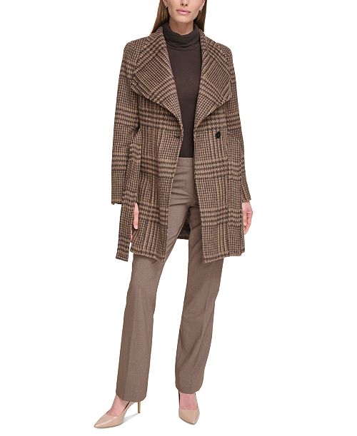 alfani Calvin Klein Womens Asymmetrical Belted Wrap Coat Created for Macys Women's Fashion Shoes & Accessories