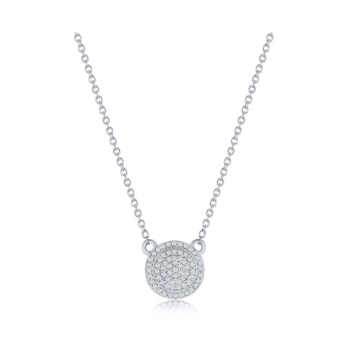 SIMONA ROUND HALO DIAMOND NECKLACE (0.1 CT. T.W.) - 59 STONES IN STERLING SILVER