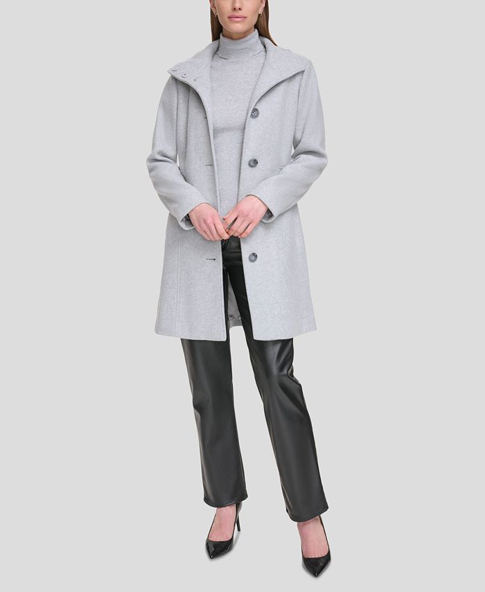Calvin Klein Womens Walker Coat, Created for Macys - Light Grey Melange