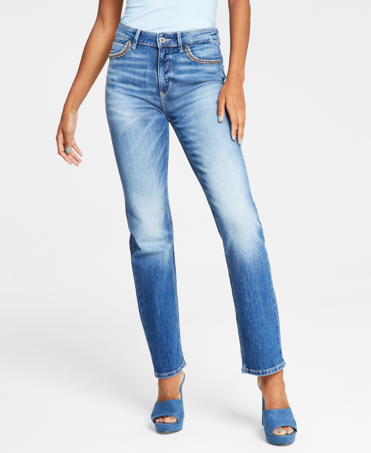 Guess Women's 1981 Faded Straight-leg Denim Jeans In Feel Good