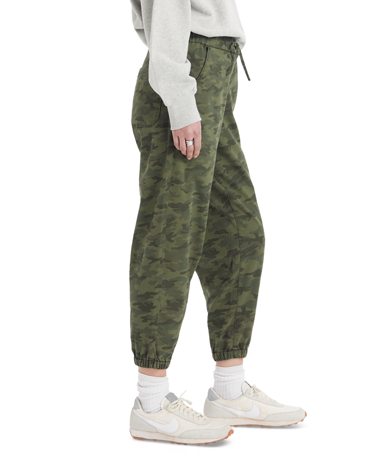 Shop Levi's Women's Off-duty High Rise Relaxed Jogger Pants In Army Green Emily Camo