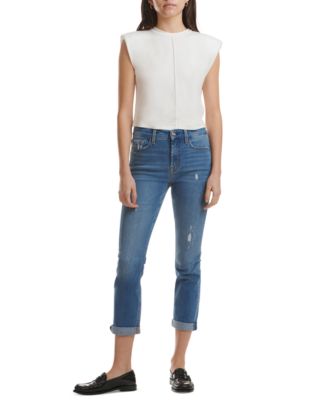 JEN7 - Women's Light-Distressed Slim Boyfriend Jeans