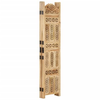 Hand carved 4-Panel Room Divider 63"x65" Solid Mango Wood