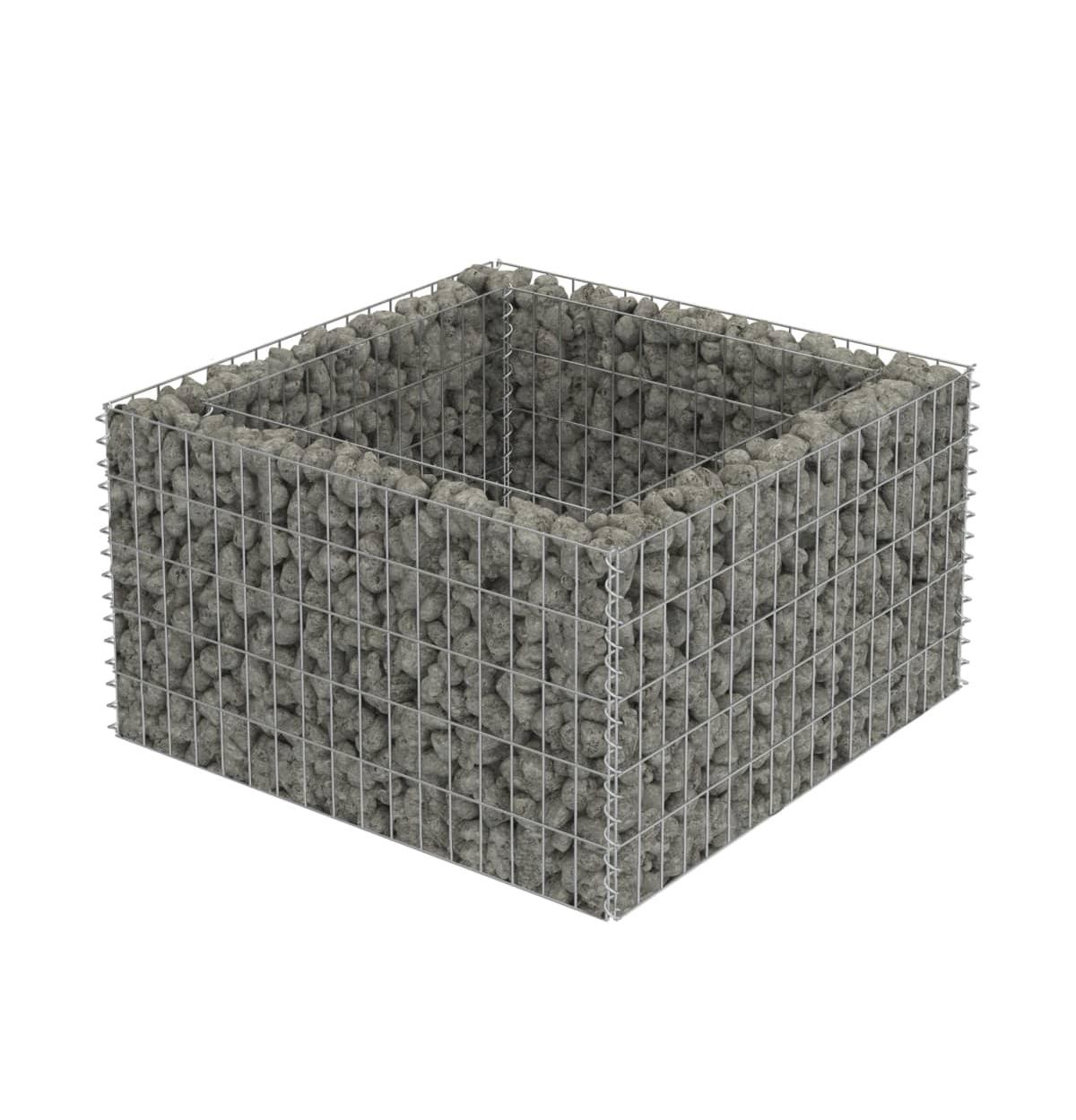 Gabion Raised Bed Galvanized Steel 35.4"x35.4"x19.7" - Silver